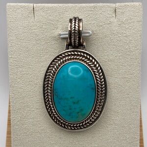 Vintage Whitney Kelly Sterling Silver 925 Large Oval Turquoise Pendant
